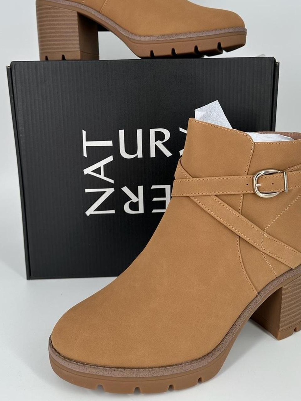 Naturalizer Madalynn Water Repellent Ankle Bootie in Camel Tan Brown
